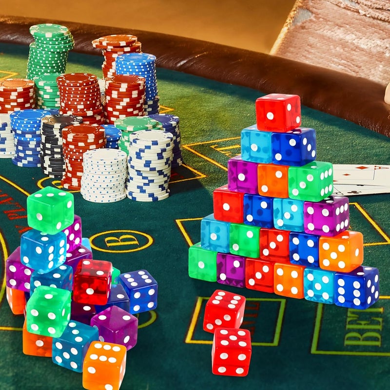Lemicin 36 Piece 19mm Casino Style Craps Dice Sets Acrylic Translucent D6 Dice Bulk Square Rounded Edge for Casino Craps Table Games and Board Games Party Bar Entertainment - Image 3
